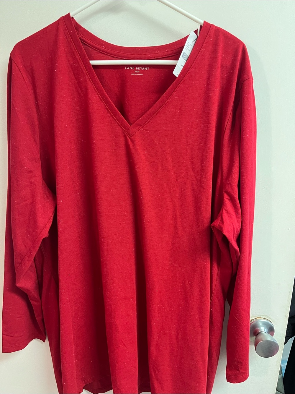 Lane Bryant Red Crewneck Long Sleeve Tee